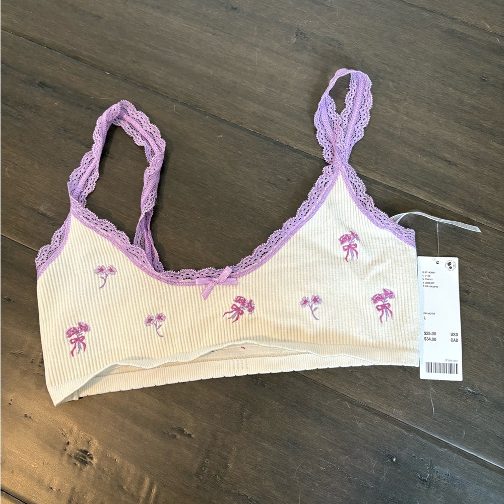 Urban Outfitters Floral Lace Trim Bralette